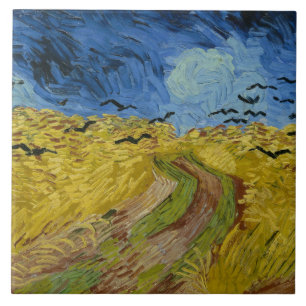 Azulejo De Cerâmica Vincent van Gogh - Wheatfield com Crows
