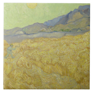 Azulejo De Cerâmica Vincent van Gogh - Wheatfield com um Receptor