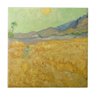 Azulejo De Cerâmica Vincent van Gogh - Wheatfield com um Receptor