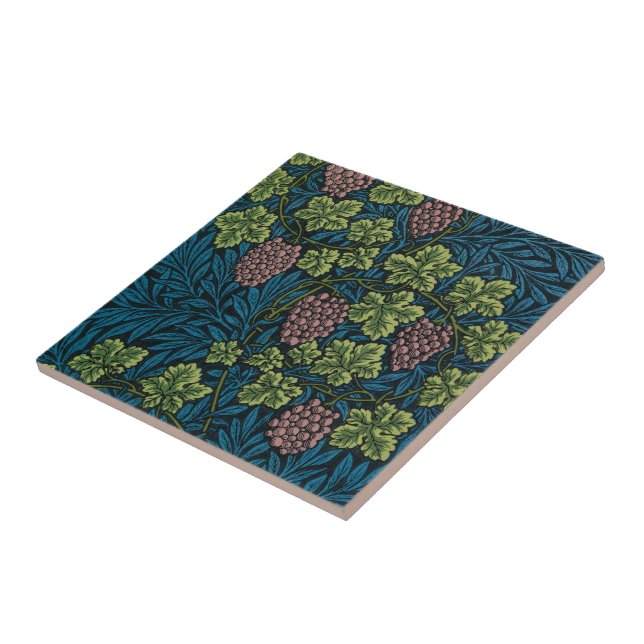 Azulejo De Cerâmica Vinhas com cachos de uvas rosadas (Lateral)