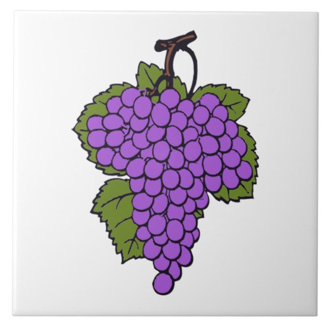 Azulejo De Cerâmica Vinho de Comida de Fruta Roxo Simples (Frente)