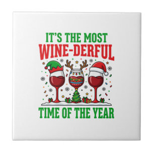 Azulejo De Cerâmica Vinho de Natal Vermelho Maravilhoso Design