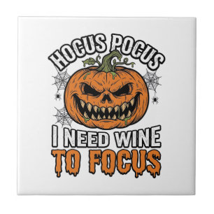 Azulejo De Cerâmica Vinho Hocus Pocus Abóbora Camisa Halloween Design_