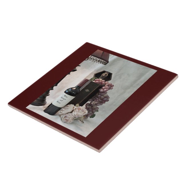 Azulejo De Cerâmica Vinho, Uvas e Rosas, Azulejos, de cerâmica (Lateral)