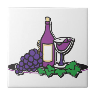 Azulejo De Cerâmica Vinho Vermelho e Uvas Púrpuras