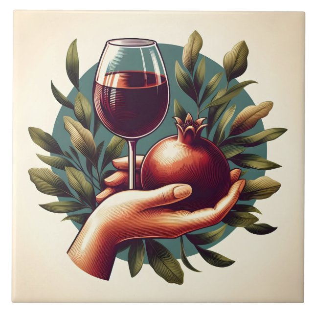 Azulejo De Cerâmica Vinhos bonitos amam artesanato artesanal (Frente)