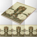 Azulejo De Cerâmica Vintage 1914 Art Nouveau Style Rosa Bush<br><div class="desc">Este é um impressão com aprimoramento digital derivado de uma coleção vintage 1905 - 1915 do motif floral estilizado. O motivo principal contém seis rosas e folhagem. A cor de fundo pode ser personalizada para ajustado da decoração.</div>