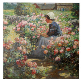 Azulejo De Cerâmica Vintage Abbott Fuller Graves Flower Garden