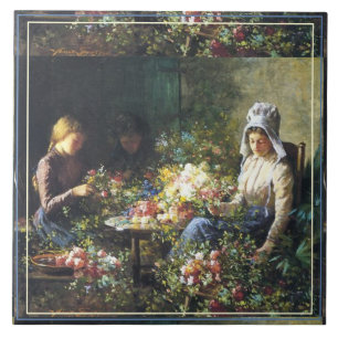 Azulejo De Cerâmica Vintage Abbott Fuller Graves Vendedores Flores