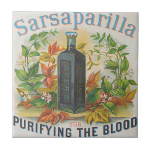 Azulejo De Cerâmica Vintage Ad para a Sarsaparilla do Ayer.