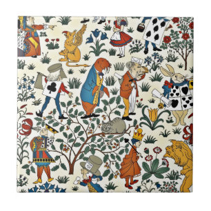 Azulejo De Cerâmica Vintage Alice e teste padrão do tecido dos amigos
