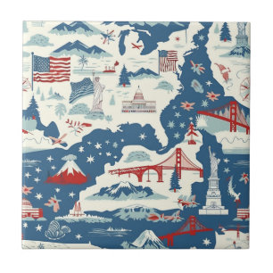 Azulejo De Cerâmica Vintage American Landmark Pattern (2)