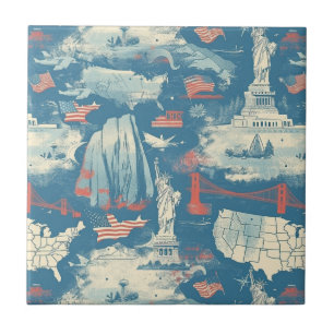 Azulejo De Cerâmica Vintage American Landmark Pattern (3)