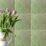 Azulejo De Cerâmica Vintage Antiquada, Verde Leve E Cerveja<br><div class="desc">Vintage antiga,  design de azulejo decorativo afetuoso em tons de verde-claro e bege.</div>