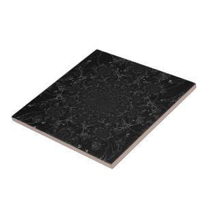 Azulejo De Cerâmica Vintage Antique Vitoriano Negro Caleidoscópio