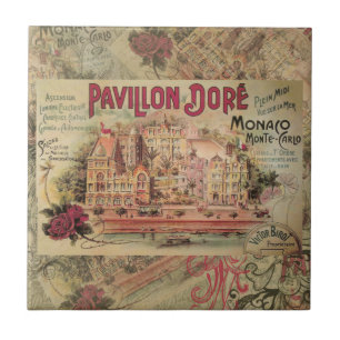 Azulejo De Cerâmica Vintage Art Mônaco França Monte Carlo Viagem