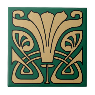 Azulejo De Cerâmica Vintage Art Nouveau 1907 Ornament Floral Frieze