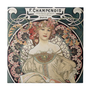 Azulejo De Cerâmica Vintage Art Nouveau Alphonse Mucha Art Painting