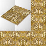 Azulejo De Cerâmica Vintage Art Nouveau Deer Pattern<br><div class="desc">Esta é uma impressão de uma antiga ca. 1900 art nouveau ou estilo arts e artesanatos de veados em padrão florestal.</div>