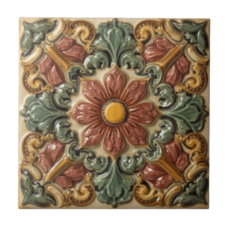 Azulejo De Cerâmica Vintage Art Nouveau  Majolica Floral Craftsman