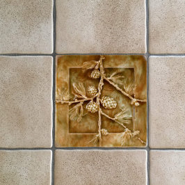 Azulejo De Cerâmica Vintage Art Nouveau Pine Cones Reproduction