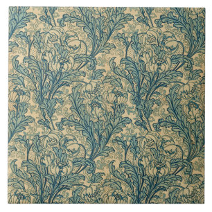 Azulejo De Cerâmica Vintage Art Nouveau Poppies Padrão Floral