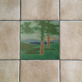 Azulejo De Cerâmica Vintage Art Nouveau Tres Landscape Reproduction
