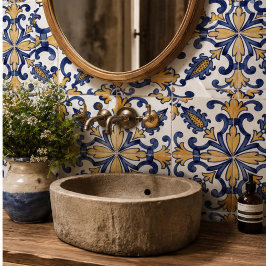 Azulejo De Cerâmica Vintage Artisan Classic Blue and Gold European