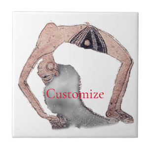 Azulejo De Cerâmica Vintage Backbend Yoga Pose Thunder_Cove