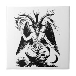 Azulejo De Cerâmica Vintage Baphomet preto