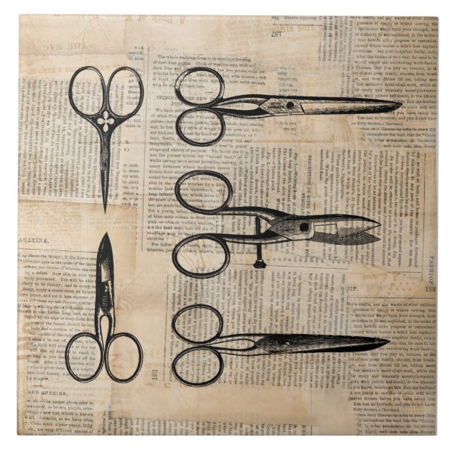 Azulejo De Cerâmica Vintage Barbers Shears Tesouras Anticas (Frente)
