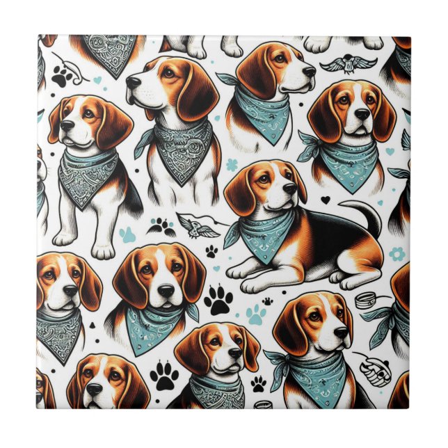 Azulejo De Cerâmica Vintage Beagle (Frente)