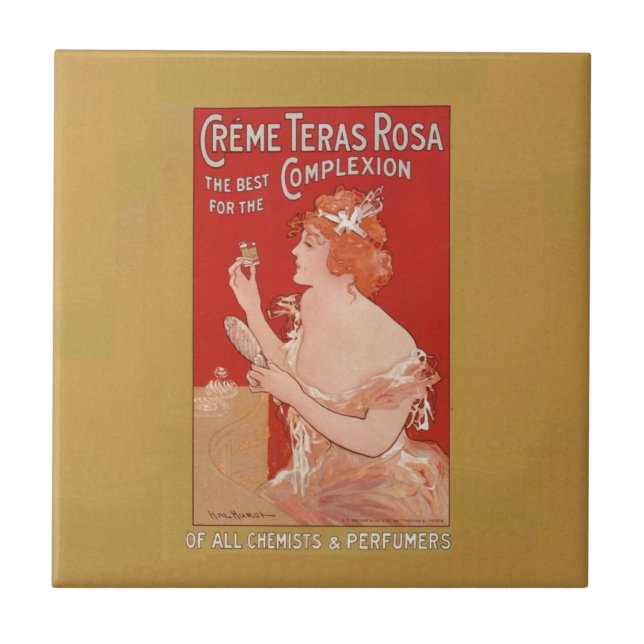Azulejo De Cerâmica Vintage Beauty Advertisement (Frente)