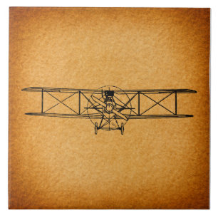 Azulejo De Cerâmica Vintage Biplane Antiguo Avião