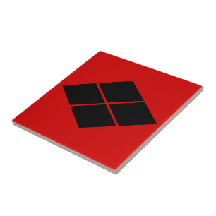 Azulejo De Cerâmica Vintage Black Red Takeda Japão Mon Graphic