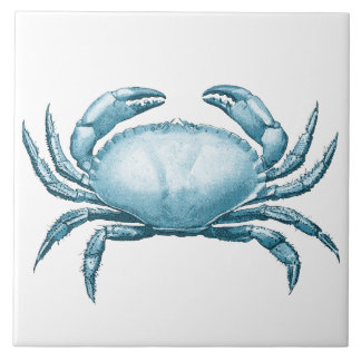 Azulejo De Cerâmica Vintage Blue Crab - Vida selvagem e mariscos náuti