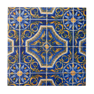 Azulejo De Cerâmica Vintage Blue Floral - Português