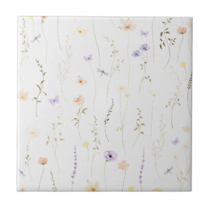 Azulejo De Cerâmica Vintage Bohemian Wildflower Botanic