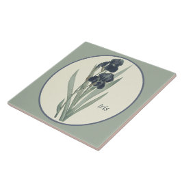 Azulejo De Cerâmica Vintage Botanical Art Iris Blossoms Cameo