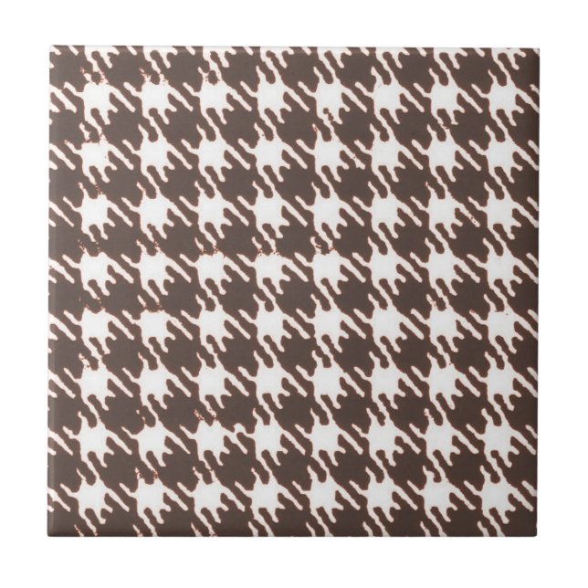 Azulejo De Cerâmica Vintage Brown Houndstooth (Frente)
