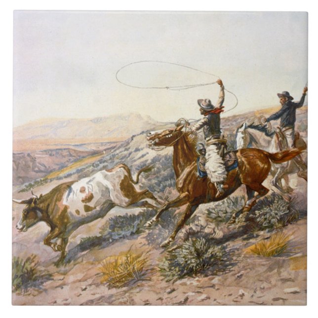 Azulejo De Cerâmica Vintage Buccaroos Charles Marion Russell (Frente)