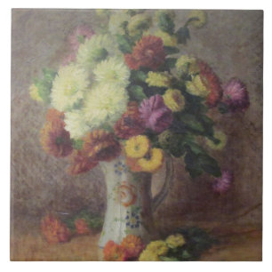 Azulejo De Cerâmica Vintage Camille Bouvagne Um Buquê de Flores