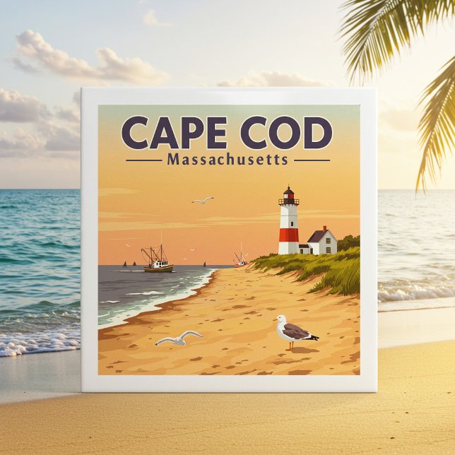 Azulejo De Cerâmica Vintage Cape Cod Massachusetts (Criador carregado)