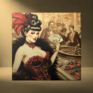 Azulejo De Cerâmica Vintage Casino Girl
