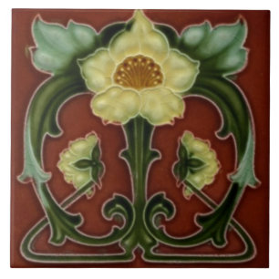 Azulejo De Cerâmica Vintage Cerâmica Floral Art Nouveau Azulejo