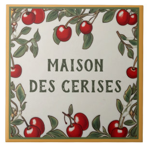 Azulejo De Cerâmica Vintage Cherry Custom House Name Plate Sinal