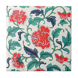 Azulejo De Cerâmica Vintage Chinês - Ornamento Floral