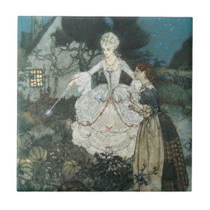 Azulejo De Cerâmica Vintage Cinderella Fairy Godman, por Edmund Dulac