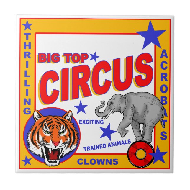 Azulejo De Cerâmica Vintage Circus Poster (Frente)