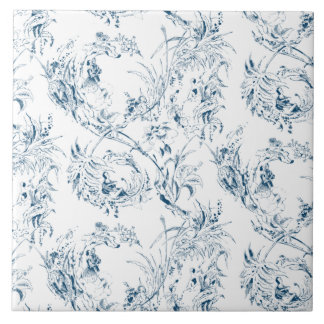 Azulejo De Cerâmica Vintage com gravação de fantasia floral francesa T